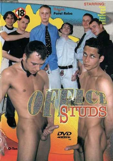 Office Studs. Hornety, muscle office men engage in sexual activities, ripping each other's shirts and ties and bending over the desk for good fucking.