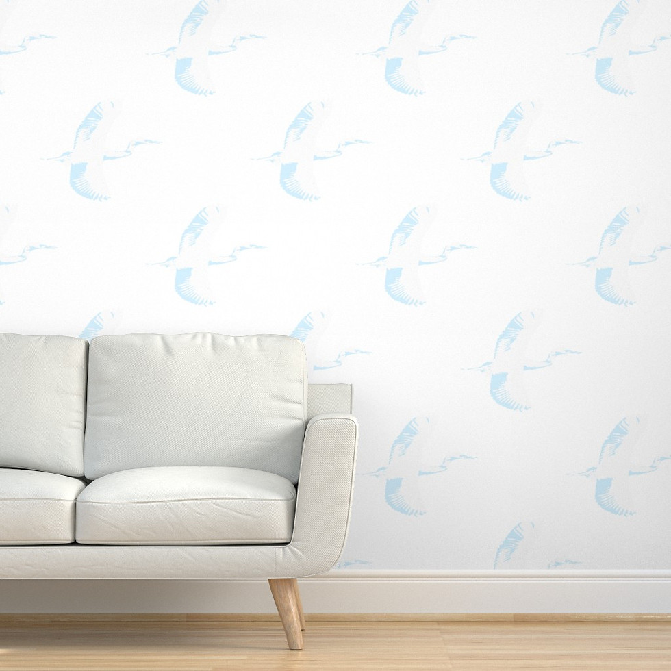 Thumbnail: Egrets on White Wallpaper & Fabric