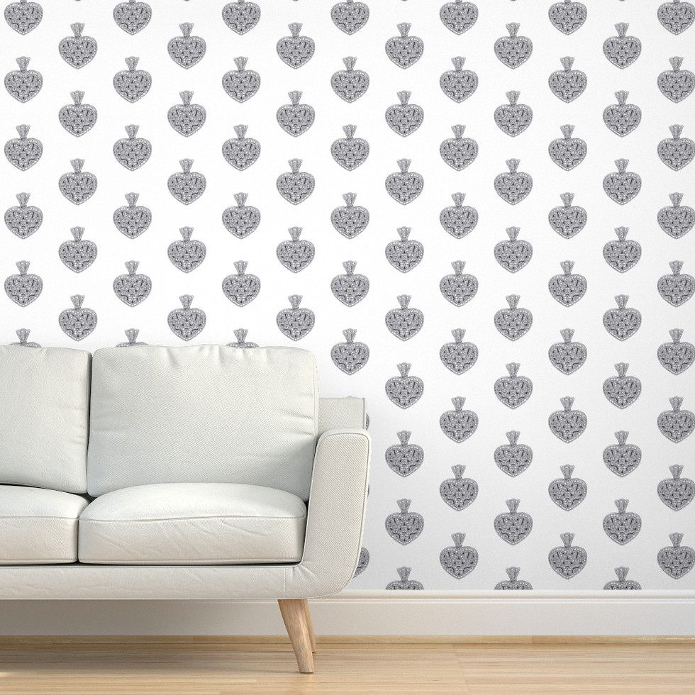 Thumbnail: Vintage Heart Diamond Pendant Wallpaper or fabric