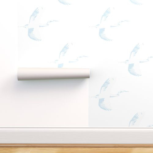 Thumbnail: Egrets on White Wallpaper & Fabric