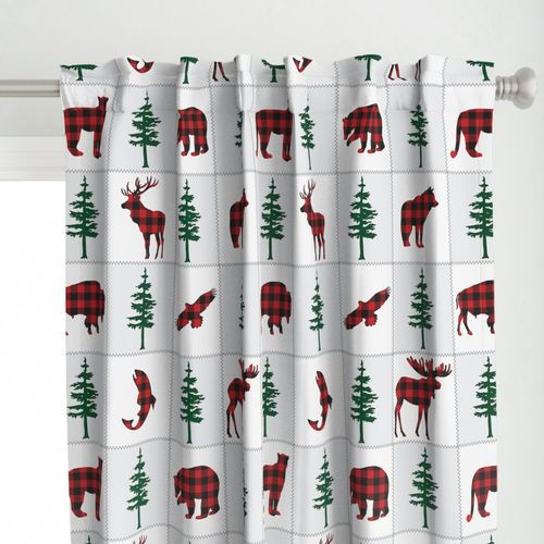 Thumbnail: Forest Animals Buffalo Check Quilt Wallpaper and Home Décor