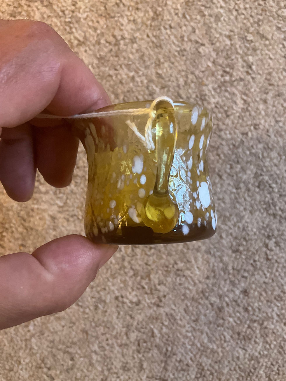 Thumbnail: Nailsea style handled drinking mug straw colour