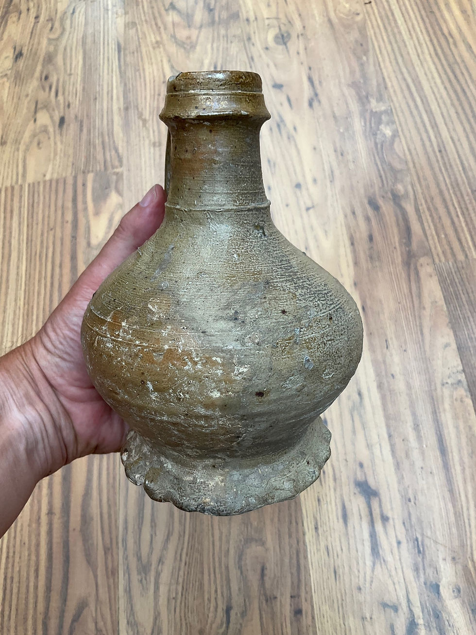 Thumbnail: Thumb based handled bottle c1550 stoneware