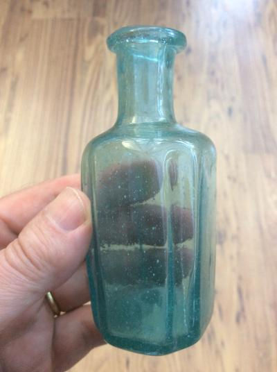 Thumbnail: freeblown square utility, aqua c1800 crude and attractive