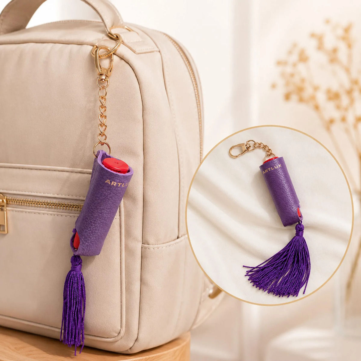 Porta Batom Unitário em Couro com Tassel Artlux 002