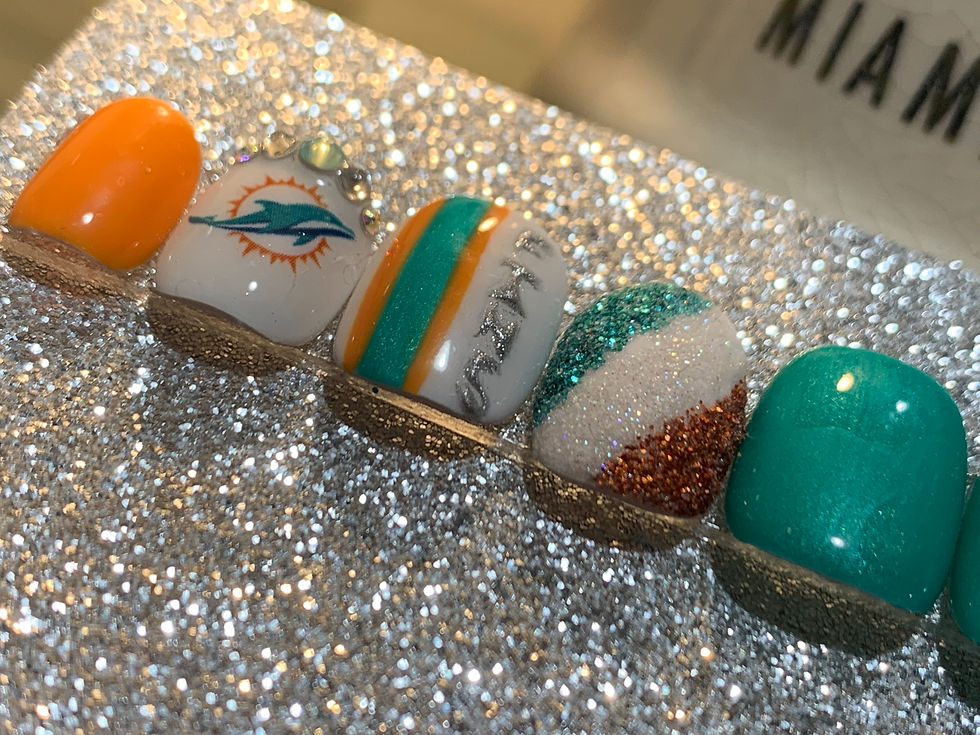 Boujee Babies Kids Press-ons - Sports Teams Miami Dolphins