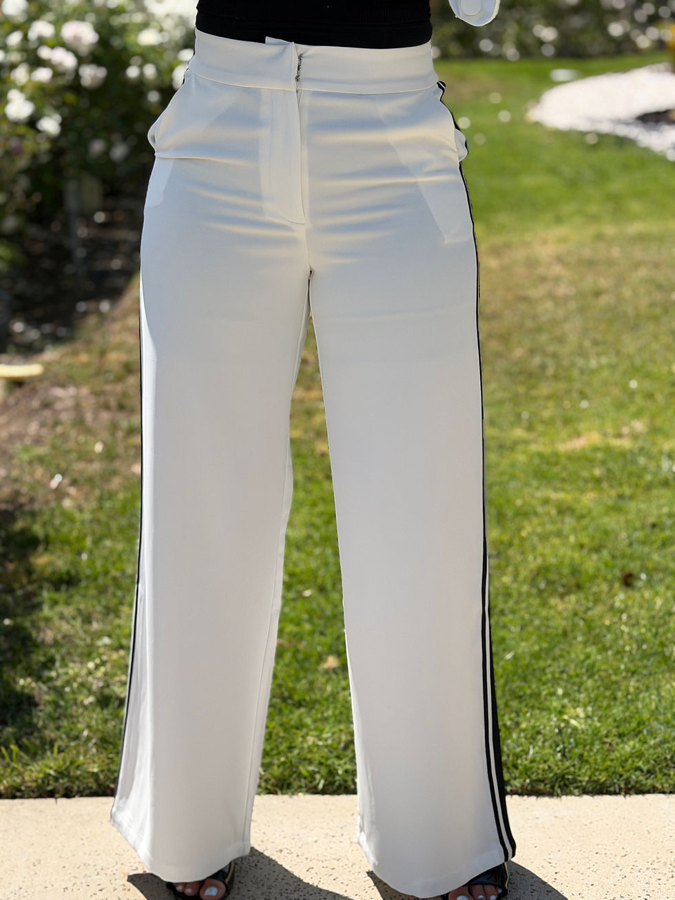 Thumbnail: White Side-Stripe Blazer & Pant Set