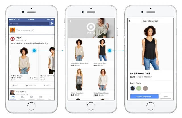 social media - facebook ecommerce store example
