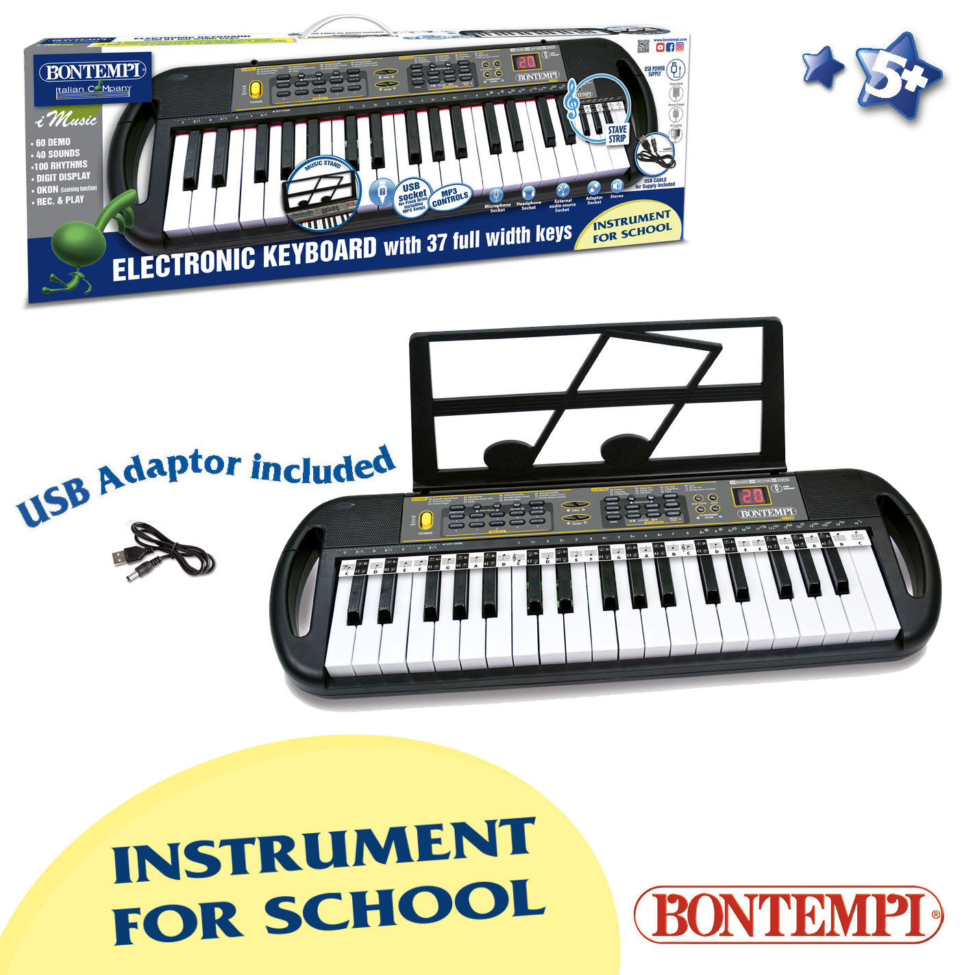 153790 TASTIERA DIGITALE 37 TASTI PASSO PROFESSIONALE CON USB