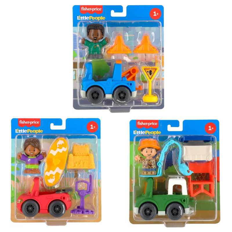 LITTLE PEOPLE VEICOLI CON PERSONAGGIO E ACCESSORI ASSORTITI JMT84