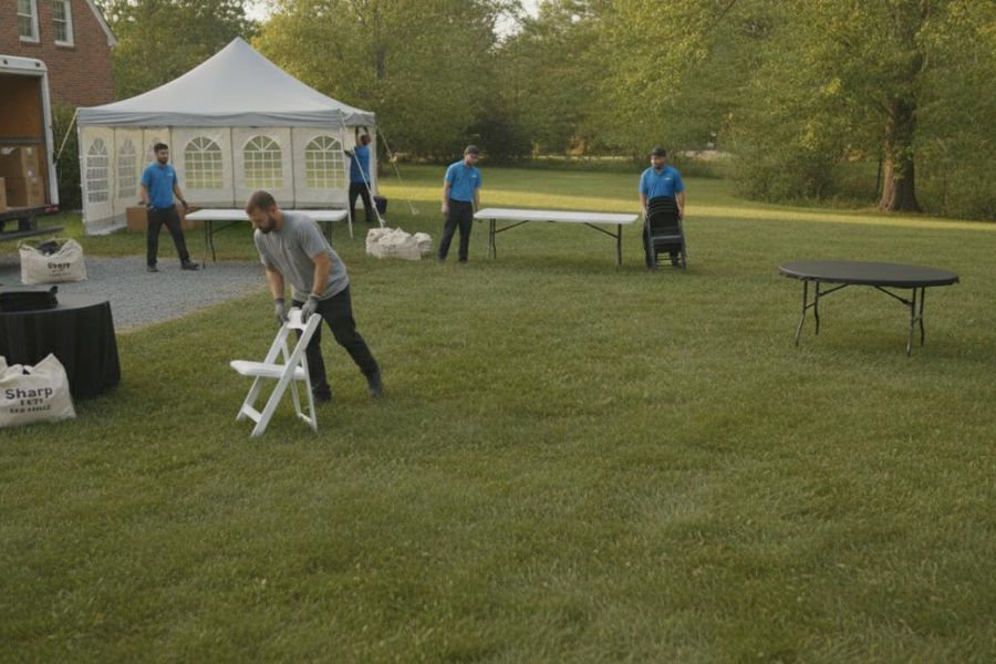 Professional illustration showing hire event setup professionals cincinnati