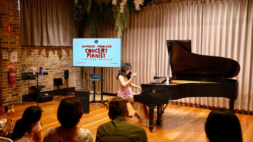 Pianist and recording artist Van-Anh Nguyen in a lecture-concert for Concerts for All.