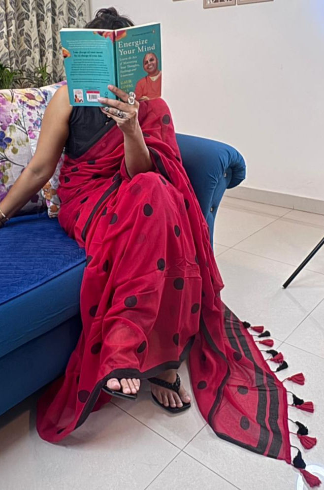 Thumbnail: Soft mul cotton with black polka dot sarees