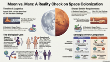 Moon vs. Mars: A Reality Check on Space Colonization highlights the challenges and strategic drivers behind settling on the Moon and Mars. It covers logistics, biological costs, and the necessity of a vegan future due to resource scarcity, comparing timelines, motivations, and sustainability for each celestial body.