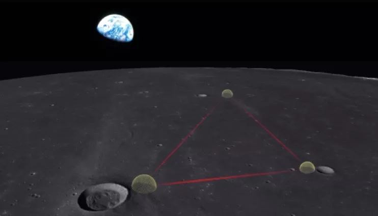 Conceptual design of the proposed Gravitational-wave Lunar Observatory for Cosmology on the surface of the moon. (Image credit: Karan Jani)
