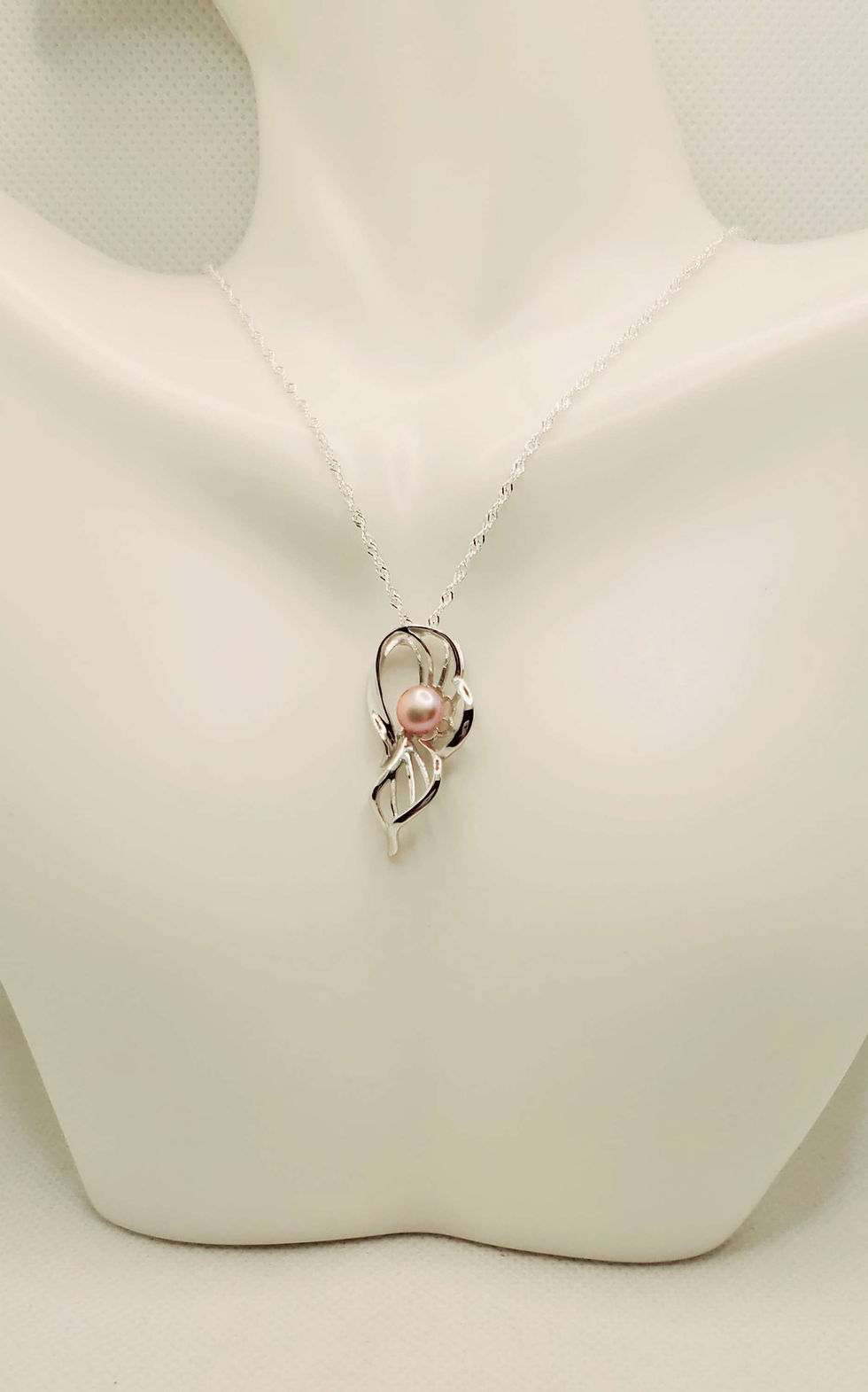 Thumbnail: Natural Saltwater Pearl Sterling Silver Pendant, Art Deco Pearl Pendant