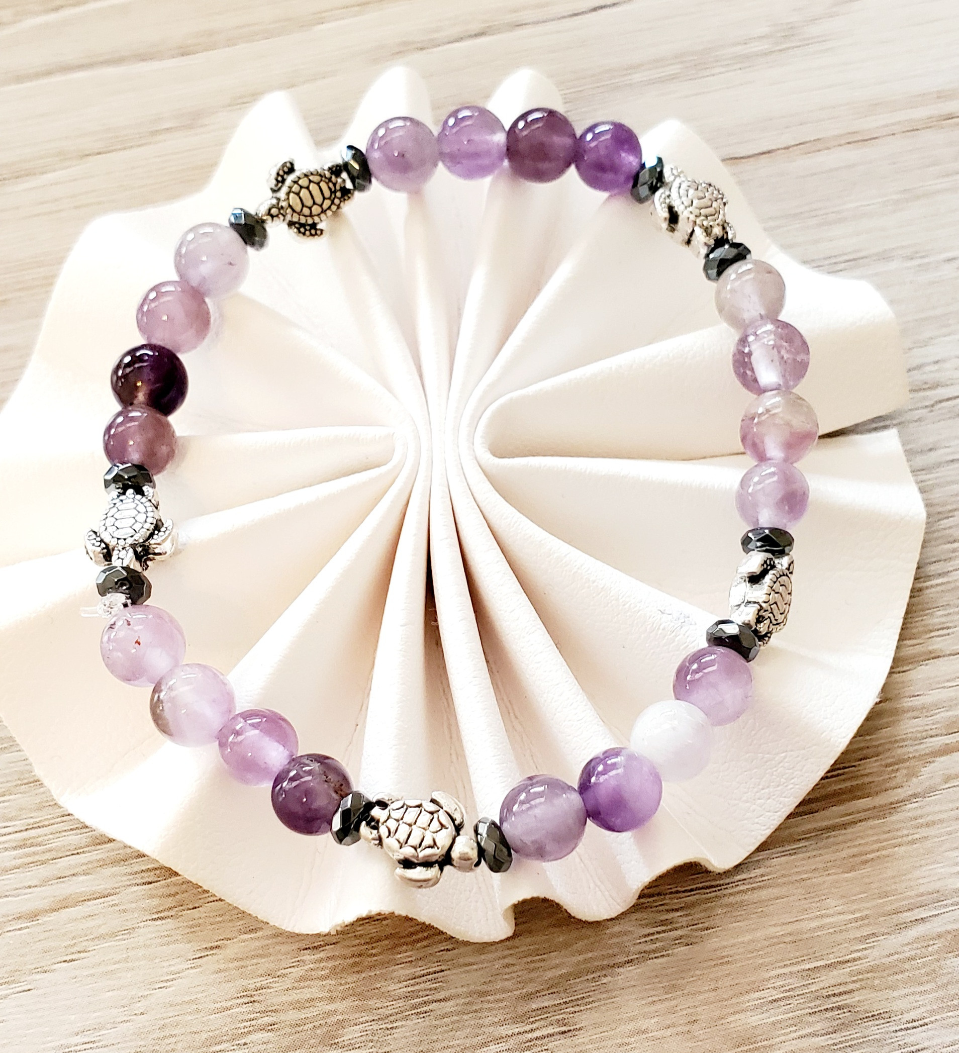 Amethyst Beaded Stretch Bracelet,  Geniune Amethyst Beaded Bracelet 