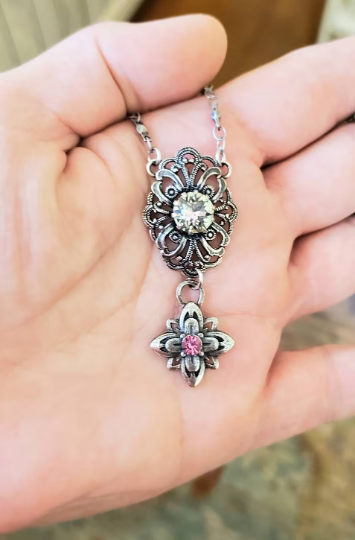 Thumbnail: Vintage Style Luminous Green Swarovski Crystal Pendant
