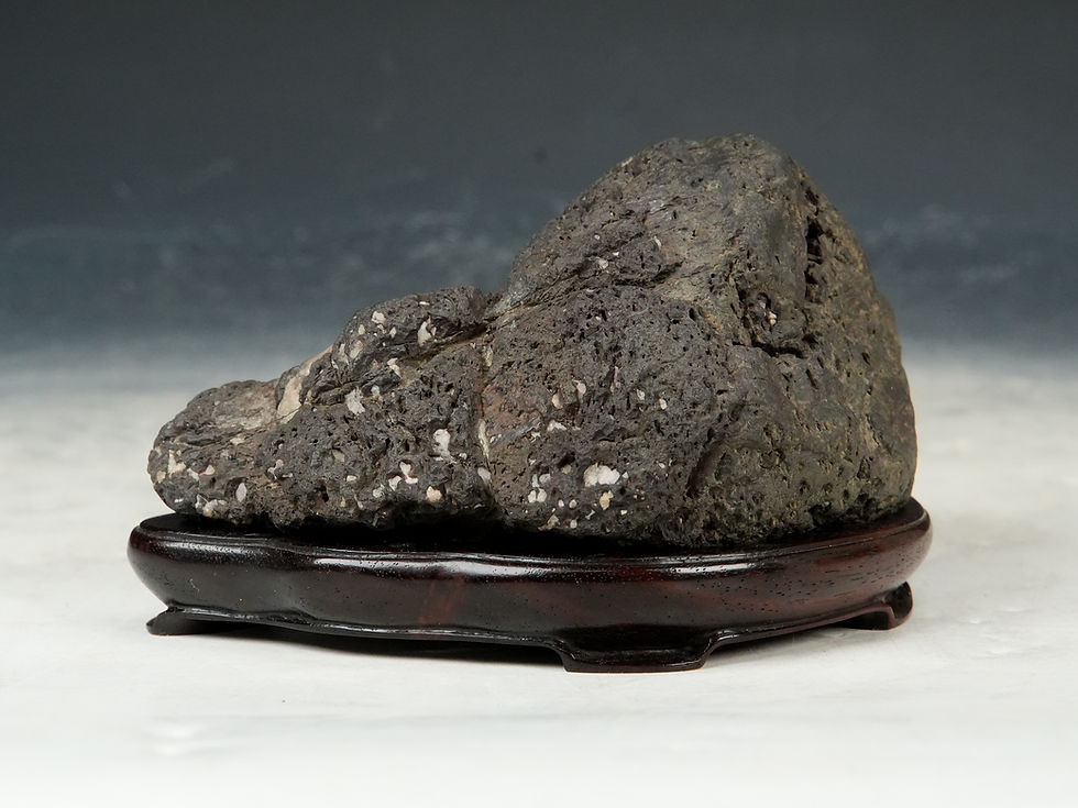 縮圖：曾我山人旧蔵石 貴船石(台座箱付)台座八作 銘「嵐山」