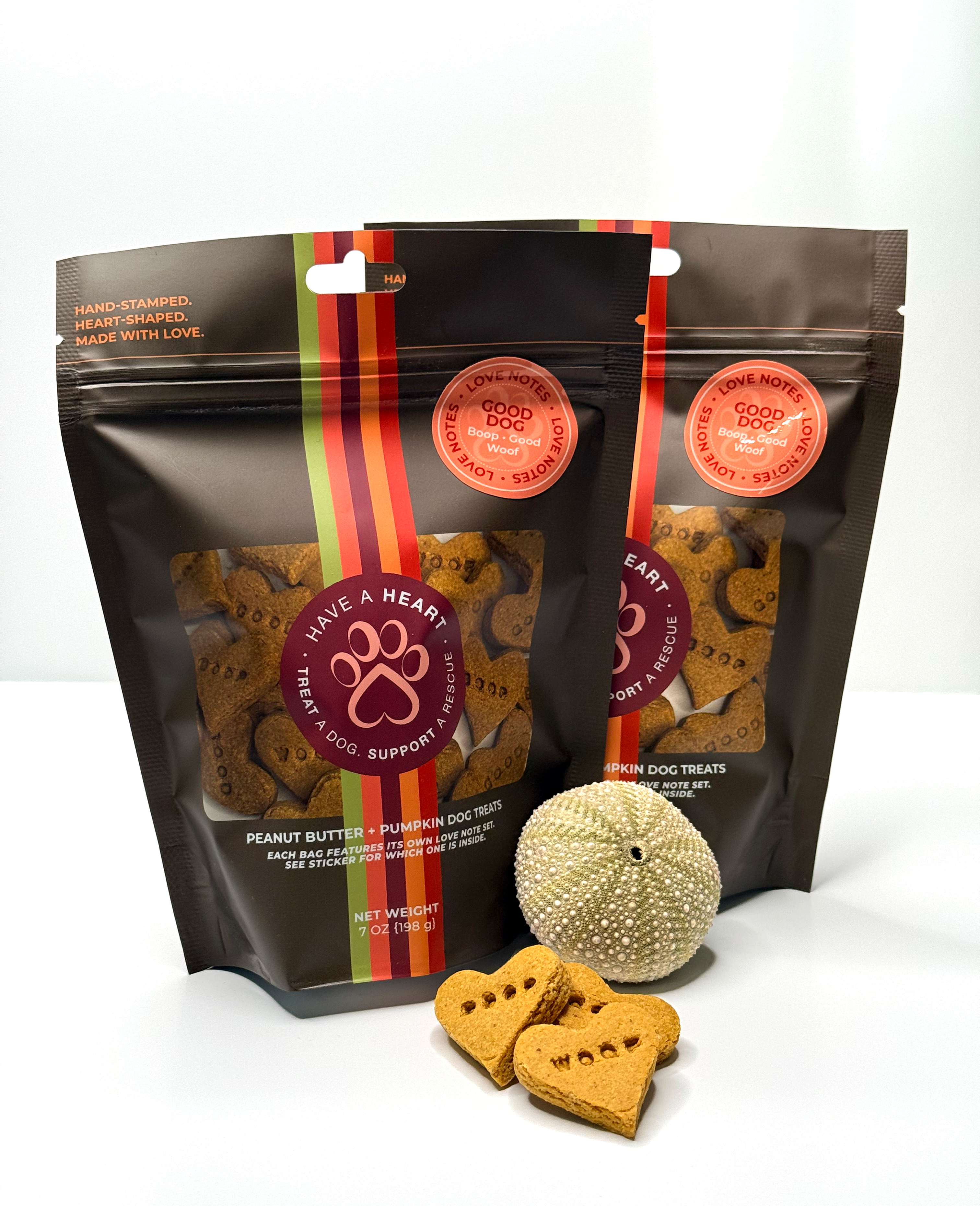 Double Treat Delight with two Love Notes refillable dog treat bags by Have A Heart Treats, photo 1