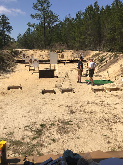 Man learning to shoot at Citrus County Florida Shooting Range