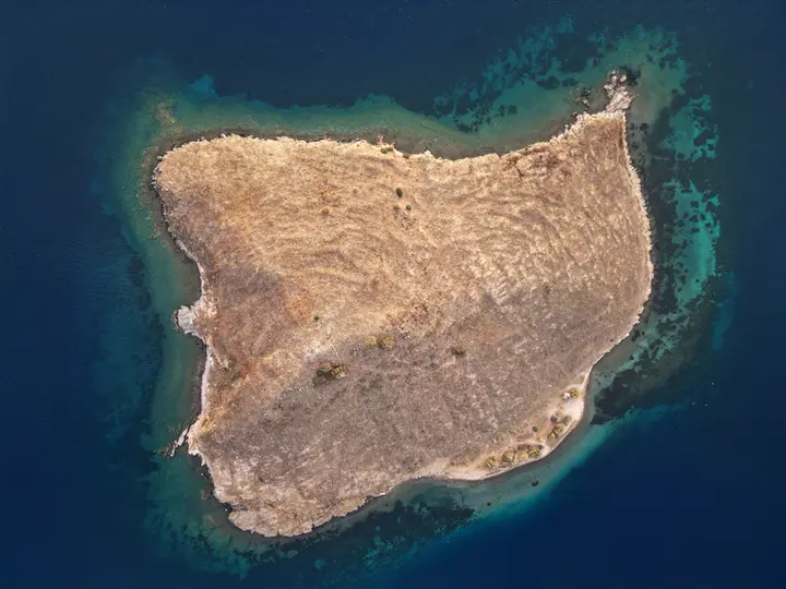 Türkiye kıyılarında bir ada ve çevresindeki hassas deniz çayırı habitatları. Kıyı biyoçeşitliliği ve koruma alanları.