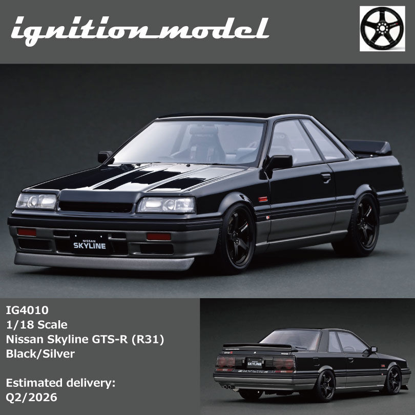 New Fill R31 IG 1:18 - Nissan Skyline GTS-R (R31) Black/Silver | SuperDIECAST