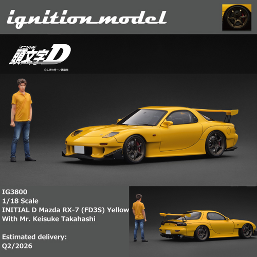 IG 1:18 - INITIAL D Mazda RX-7 (FD3S) Yellow With Mr