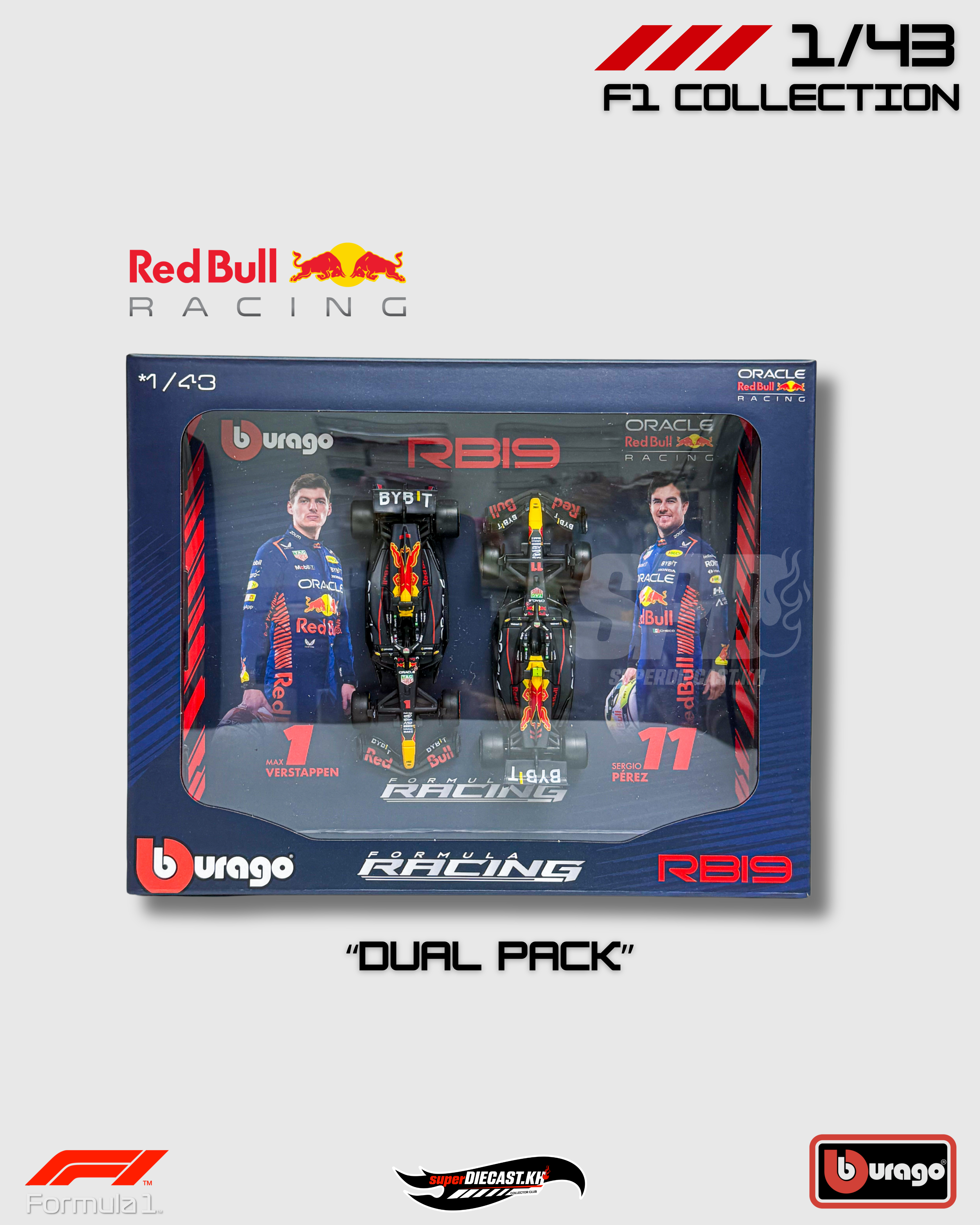 BBurago - 1:43 "Dual Pack" F1 Team RedBull (M.Verstappen & S.Perez)