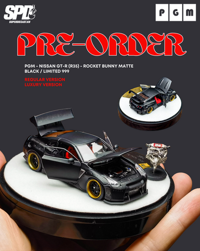 PGM 1:64 Nissan GT-R (R35) - Rocket Bunny Matte Black (2 Versions