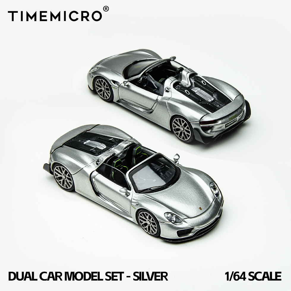 TimeMicro - Dual Set Porsche 918 Spyder AND Porsche Carrera GT - Silver Set