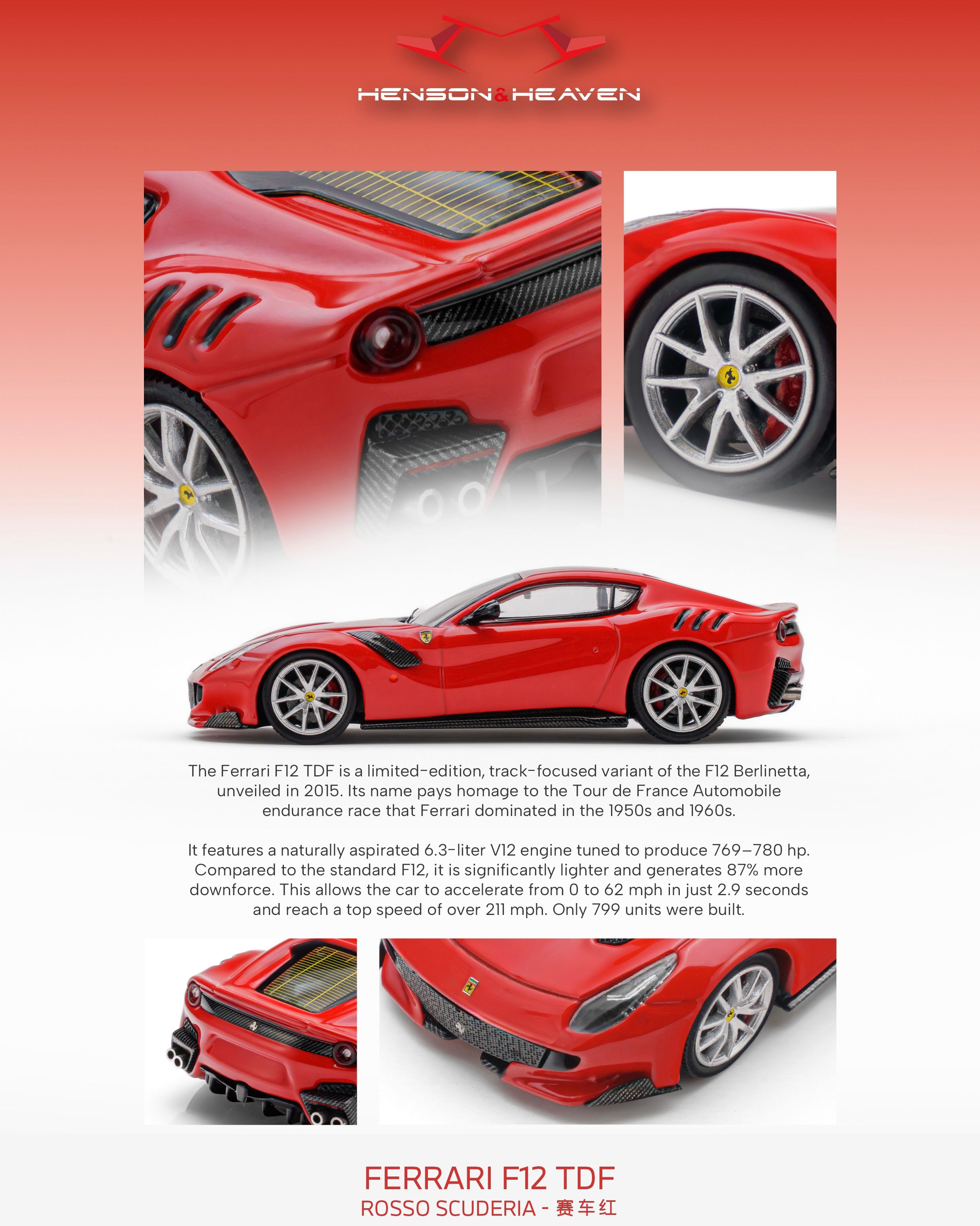 HH Model - Ferrari Ferrari F12 TDF - Rosso Scuderia