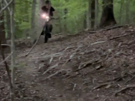 Riding over roots!