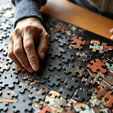 disabled adult person's hand working on
