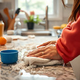 a closeup of someone cleaning off a mess