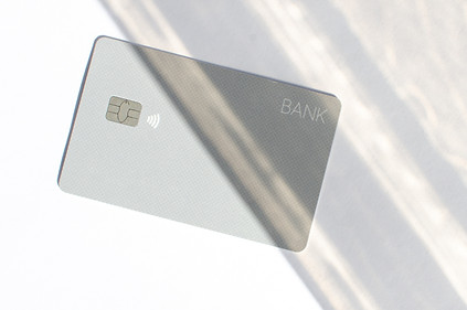 Plastic credit card with chip visible, o