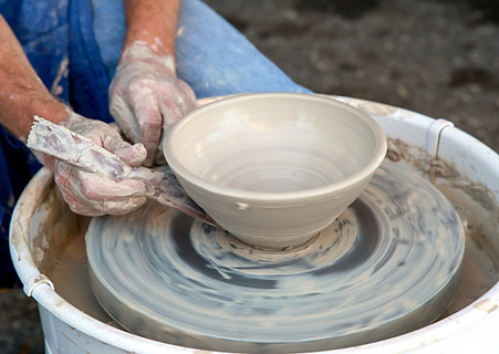 Clay Pot on Pottery Wheel