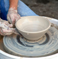 Clay Pot on Pottery Wheel