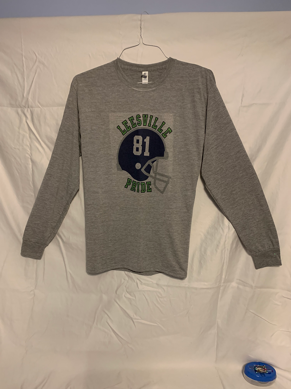 Thumbnail: Football Helmet Long-Sleeve T-shirt, Unisex, 100% polyester, grey