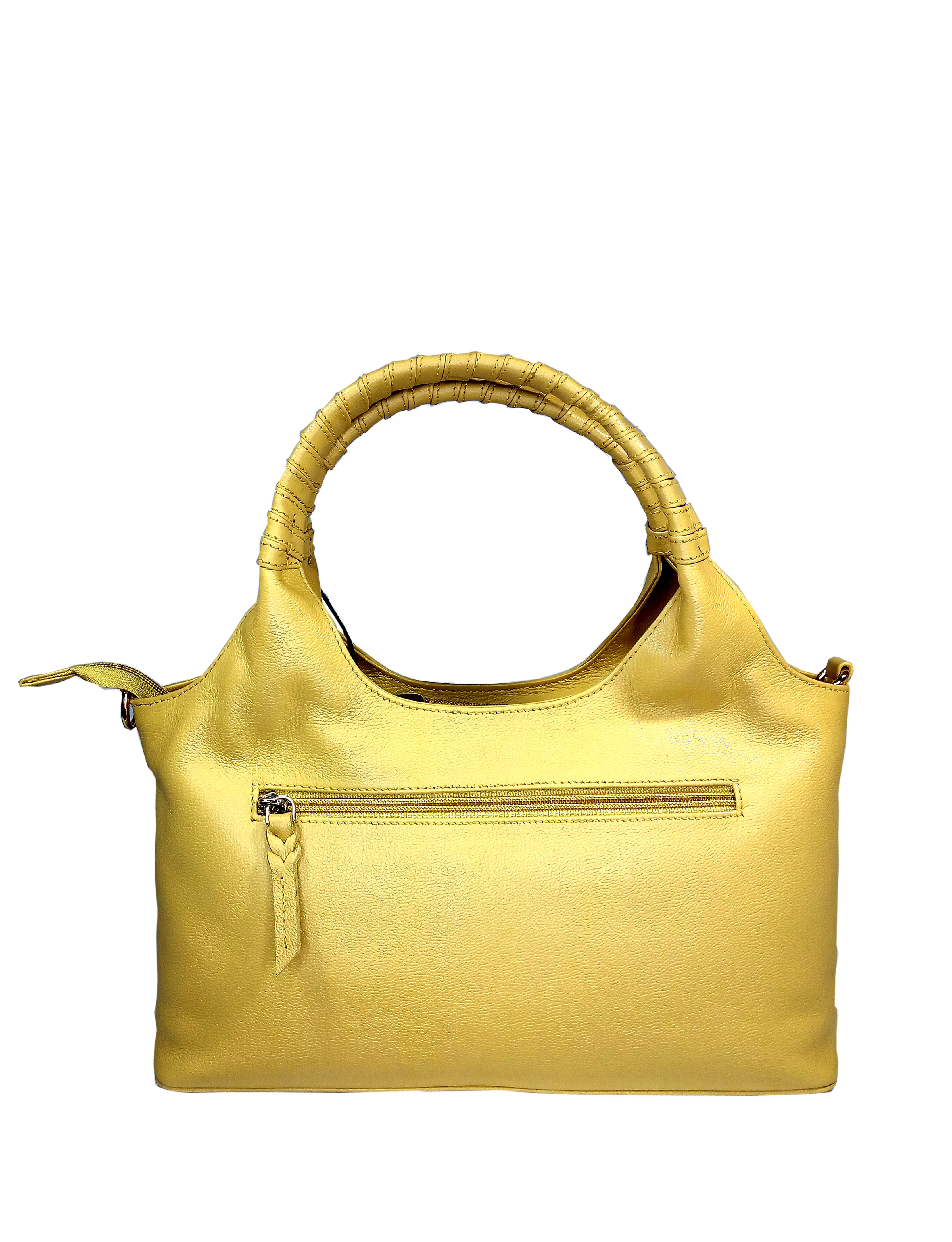 Womens Light Yellow Embroider Handle Bag