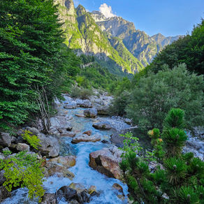 Mountain view with a river in Valbonë Albania
