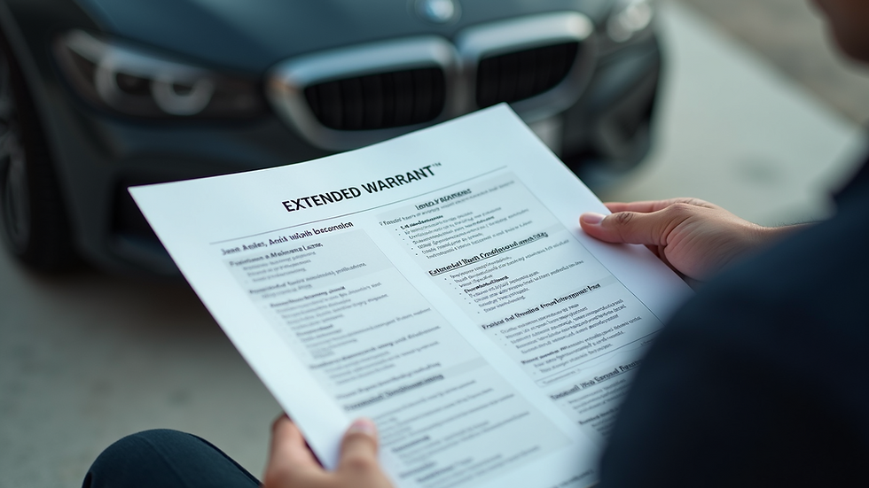 Close-up view of a person examining an extended warranty document