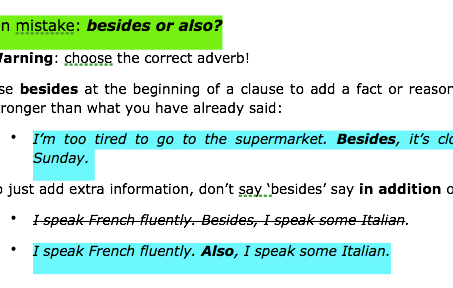 Common mistake - besides/also