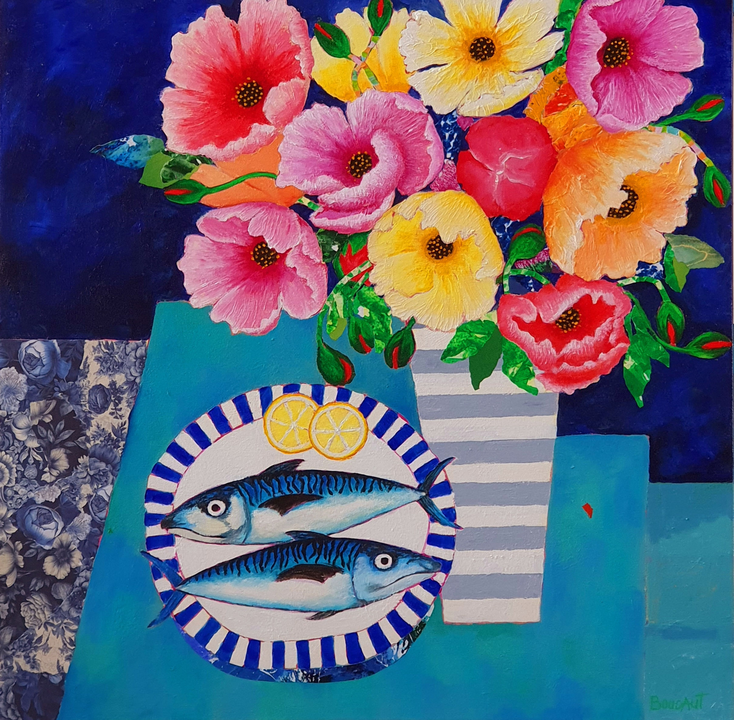 Grey Striped Vase