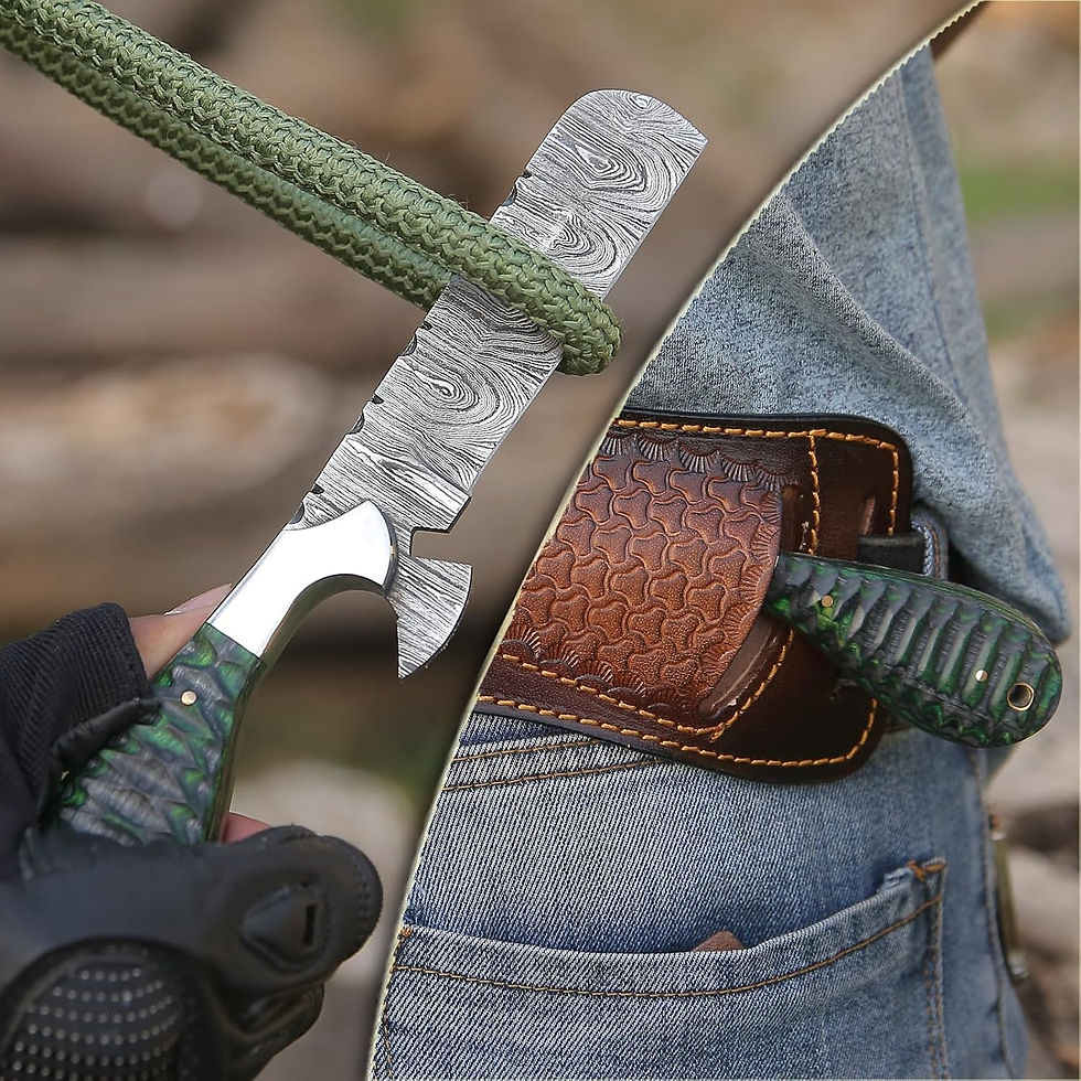 Thumbnail: 8" Handmade Damascus Bull Cutter Knife with Leather Sheath