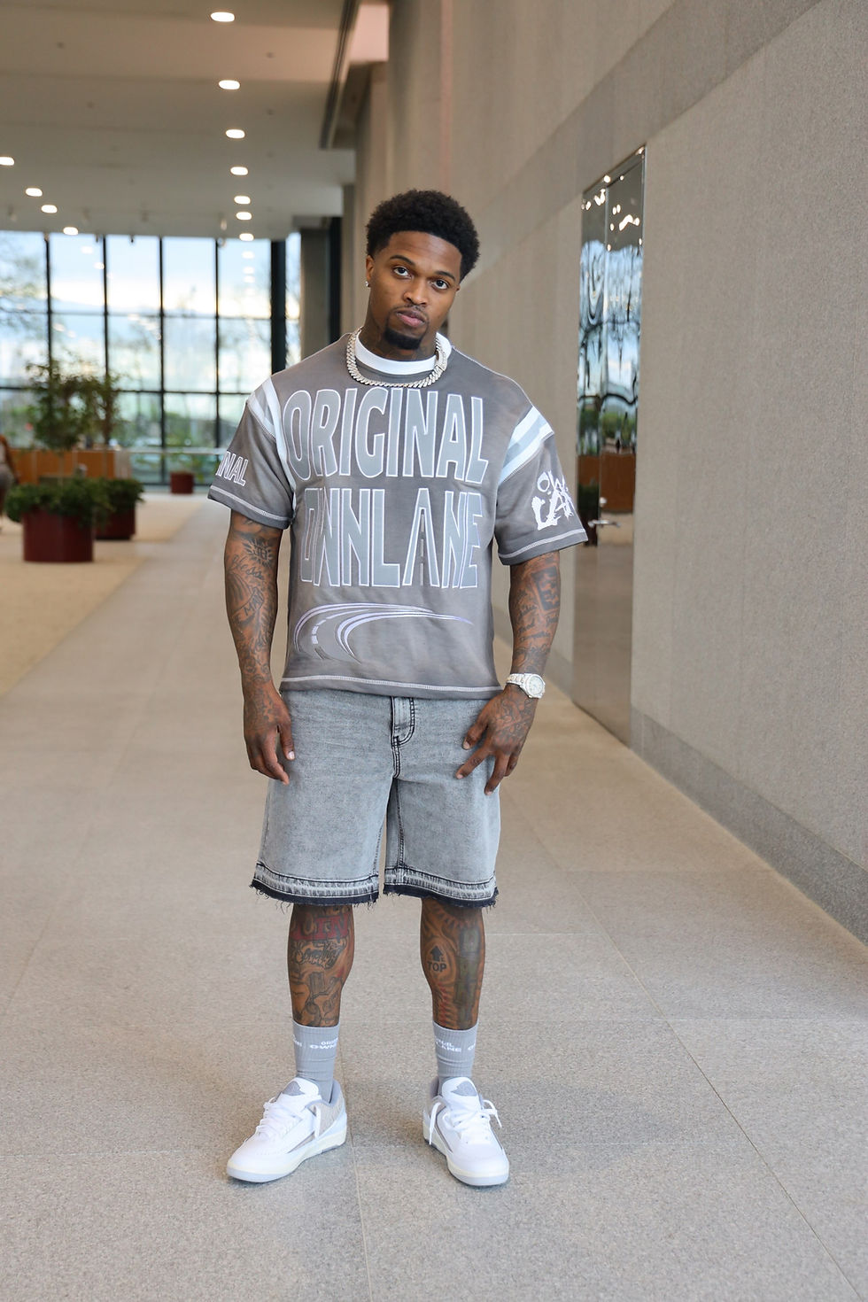 Thumbnail: Grey/White Embroidered T-Shirt