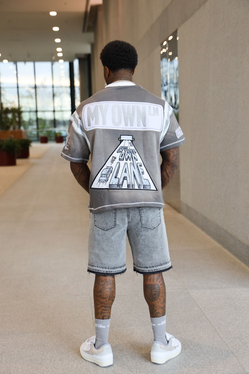 Thumbnail: Grey/White Embroidered T-Shirt