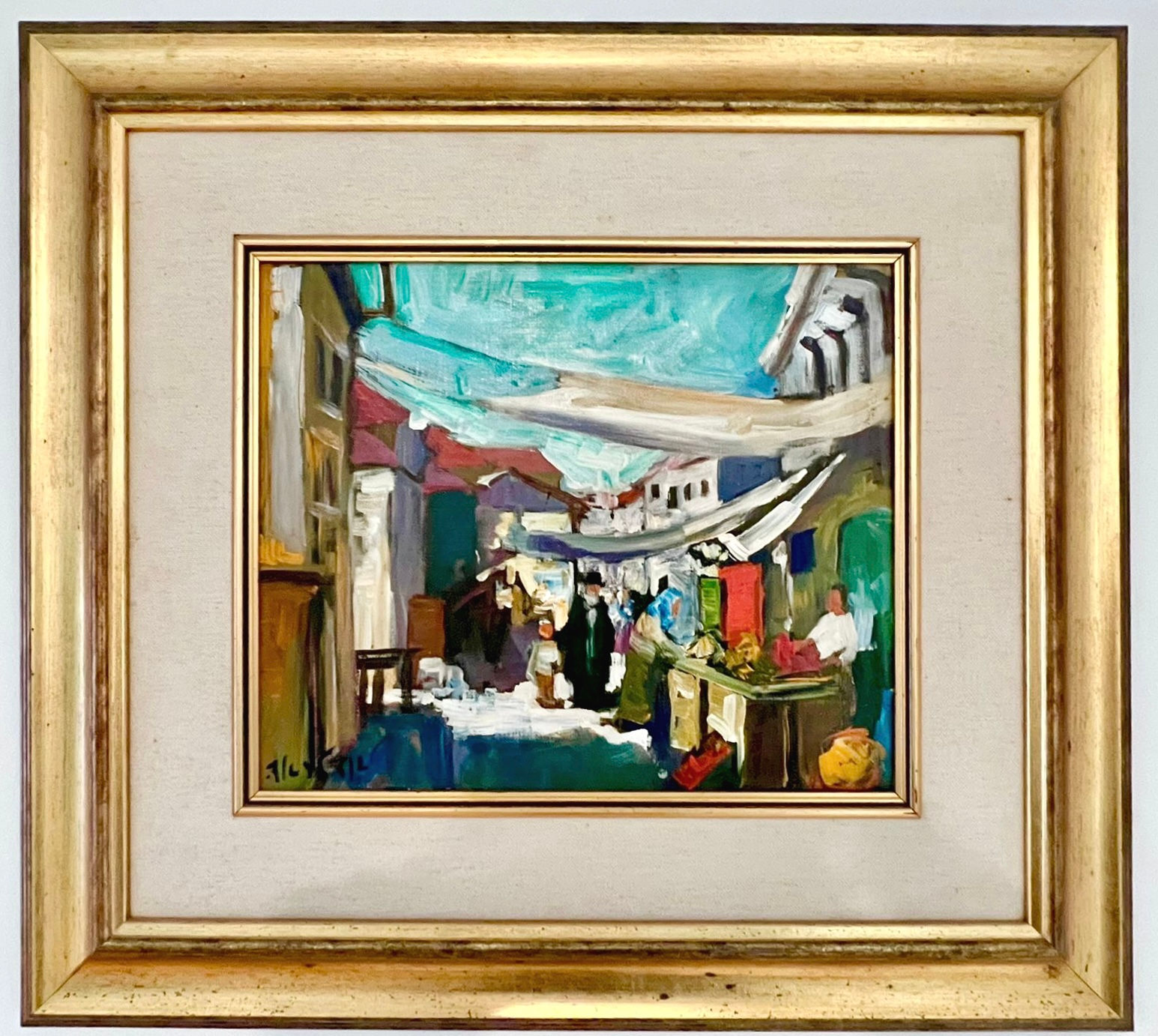 Ed Adler (1917-1984) - Market, Oil On Canvas.