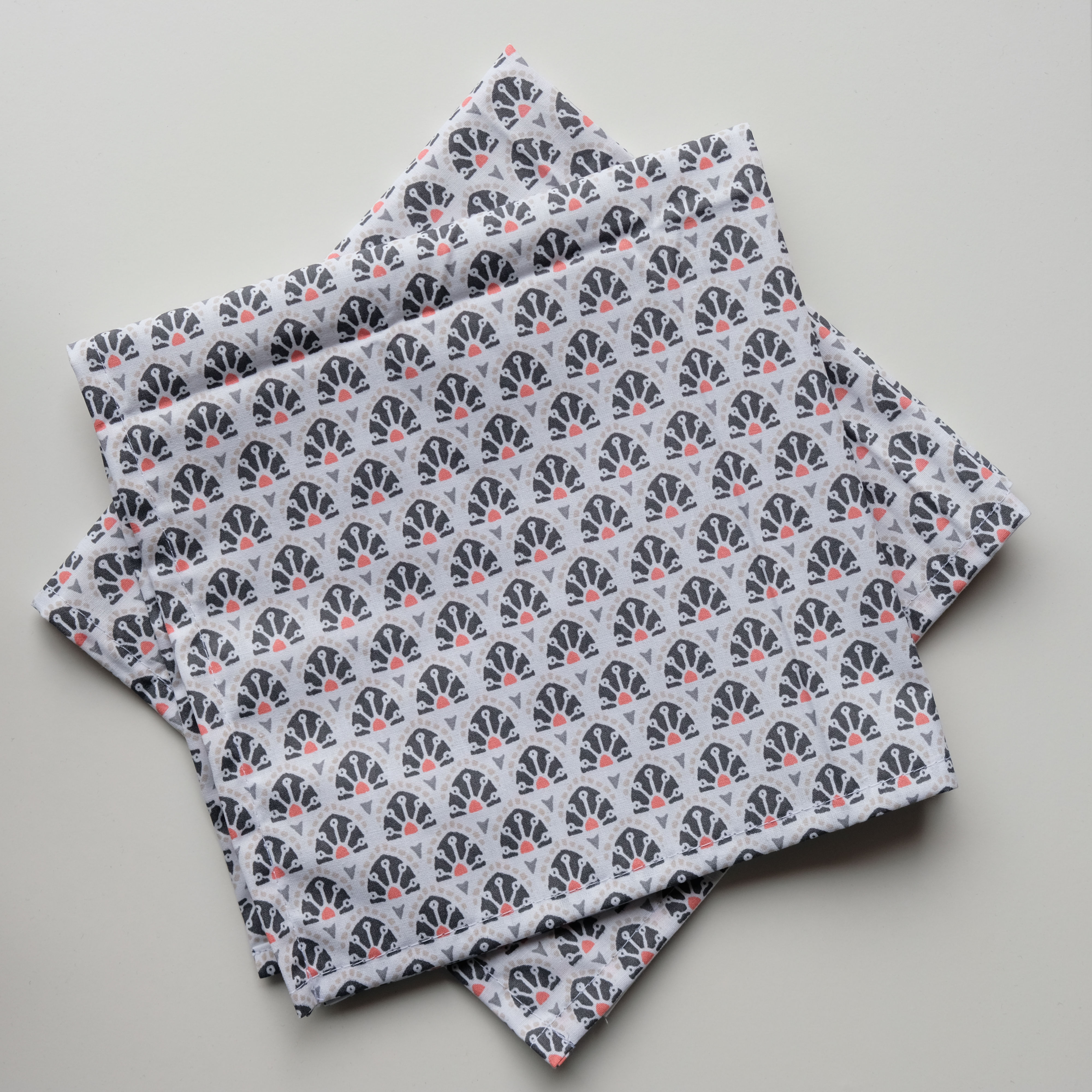 Duo de serviettes de table - Éventails gris