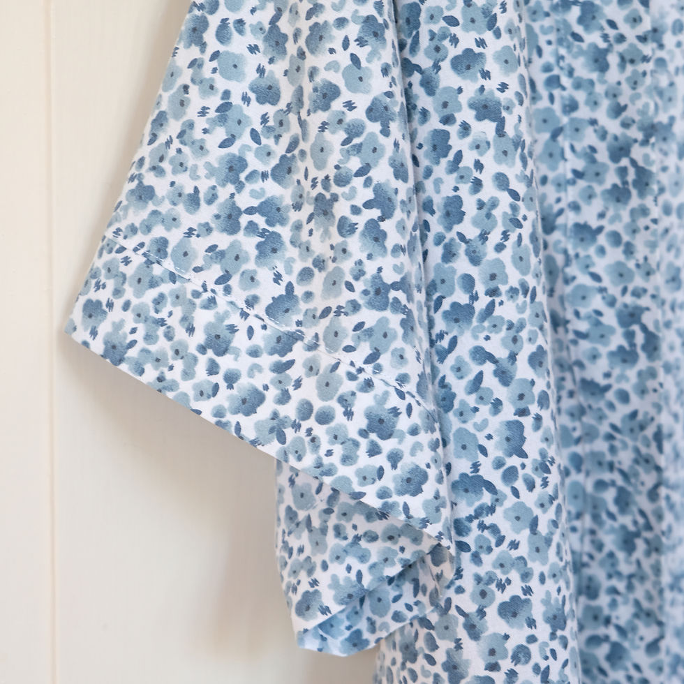 Miniature : Kimono en coton - fleurs bleues